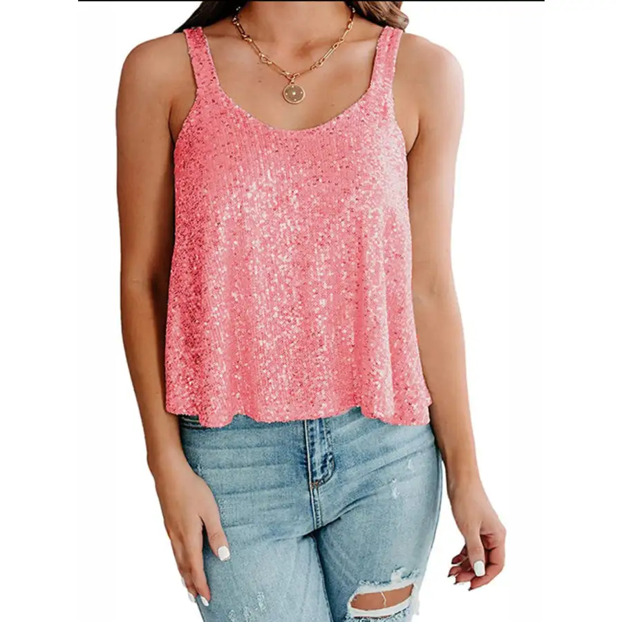 Sequin Scoop Neck Tank