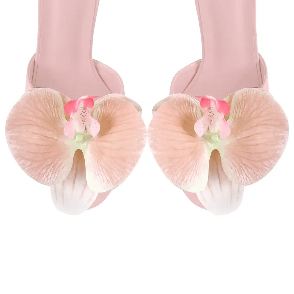 Round Toe Flower Platform Lace Up Stiletto Sandals