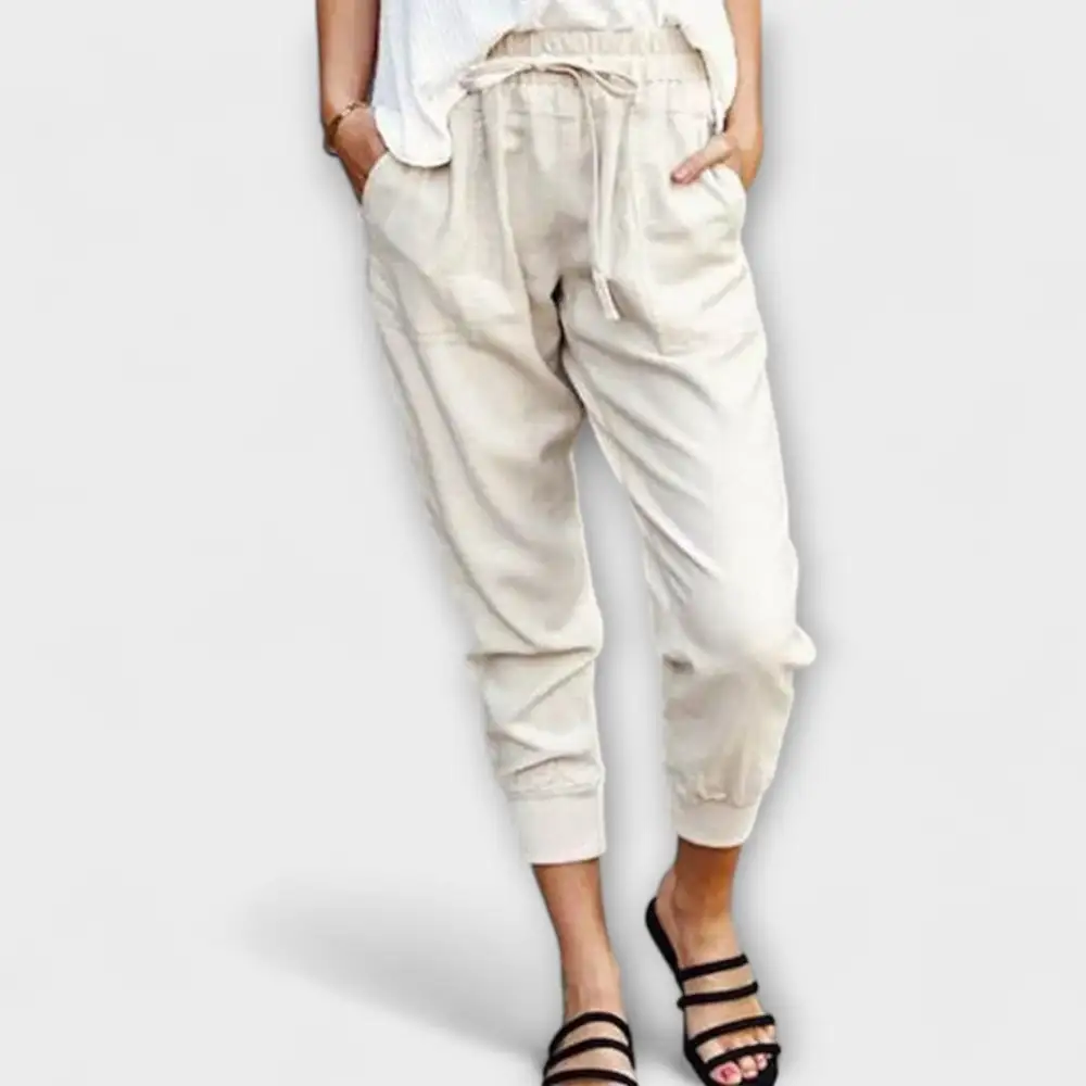Linen Cotton Blend Lightweight Trousers