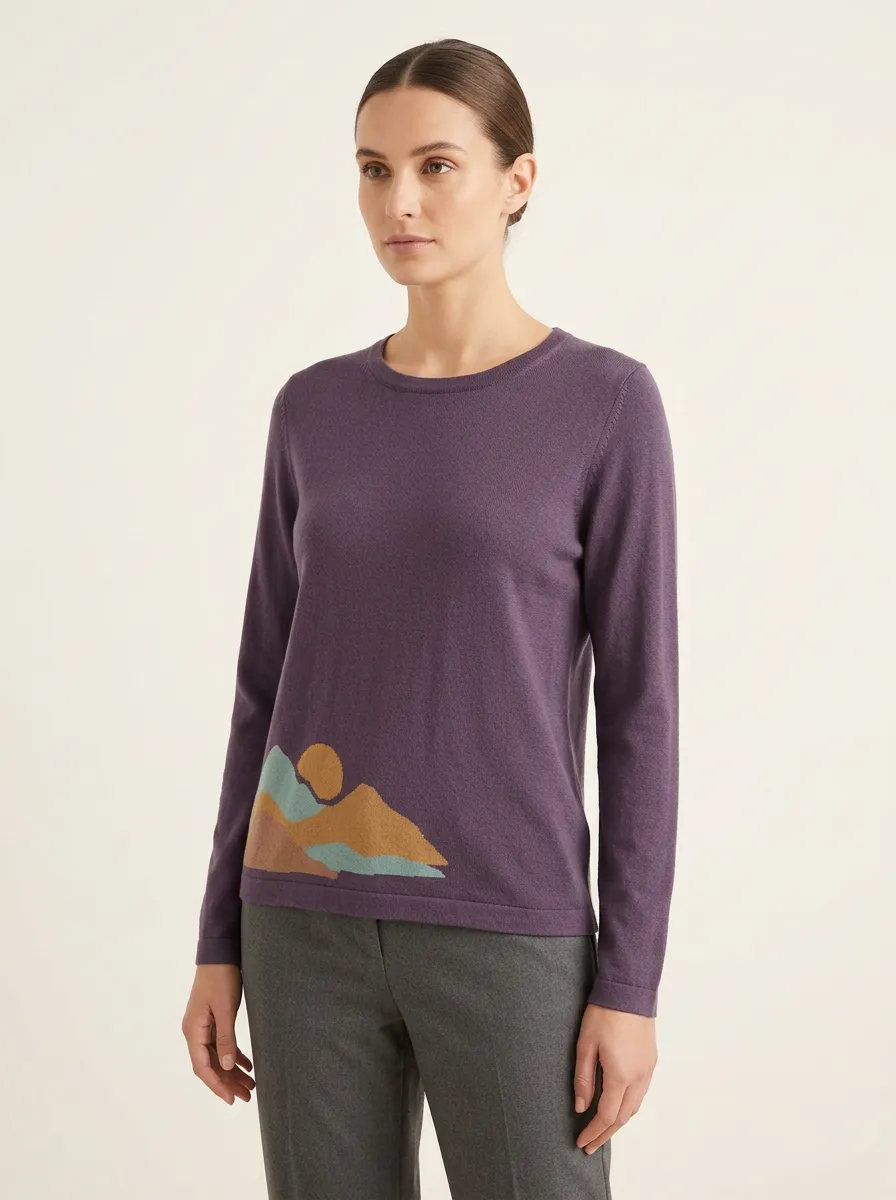 Women's Landscape Intarsia Crewneck Sweater