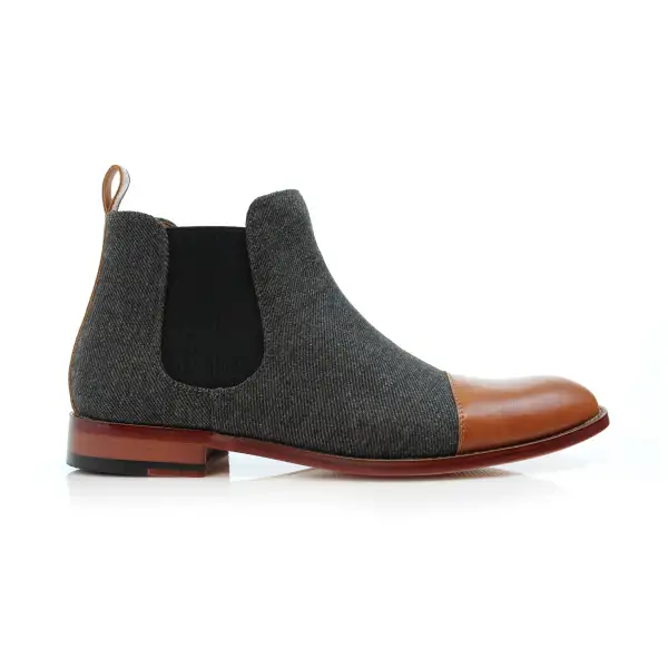 Faux-Leather Two-Tone Slip-On Chelsea Boots