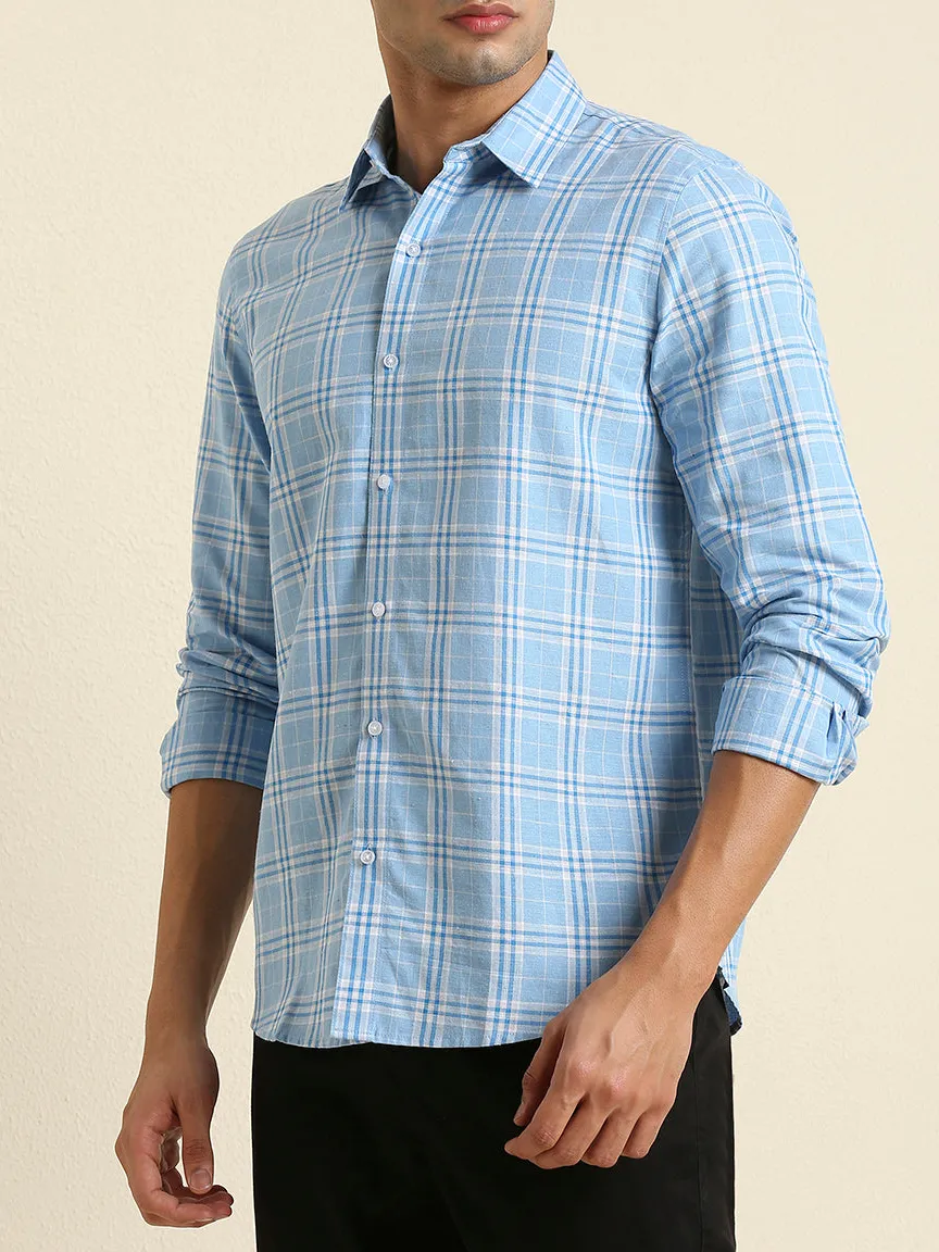 Checked Plaid Slim Fit Men's Formal Shirt
