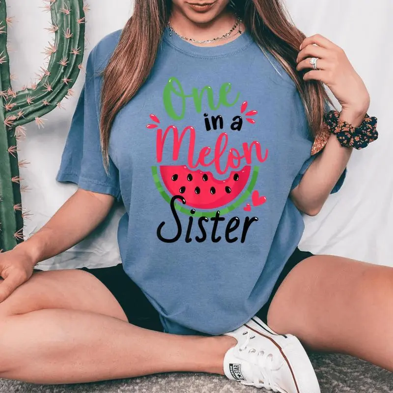 One In A Melon Sister 1St Birthday Party Family Matching Women's Oversized Comfort T-shirt