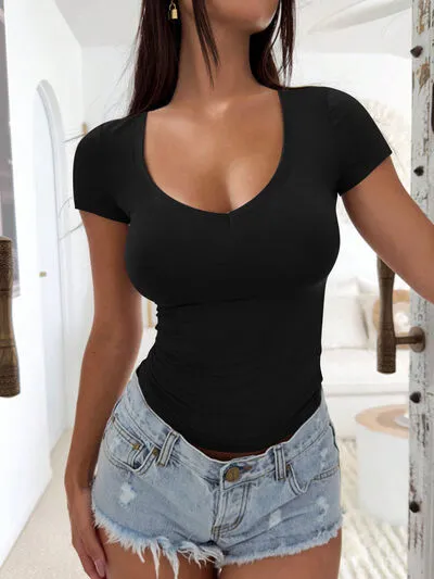 Soft V-Neck Short-Sleeve T-Shirt