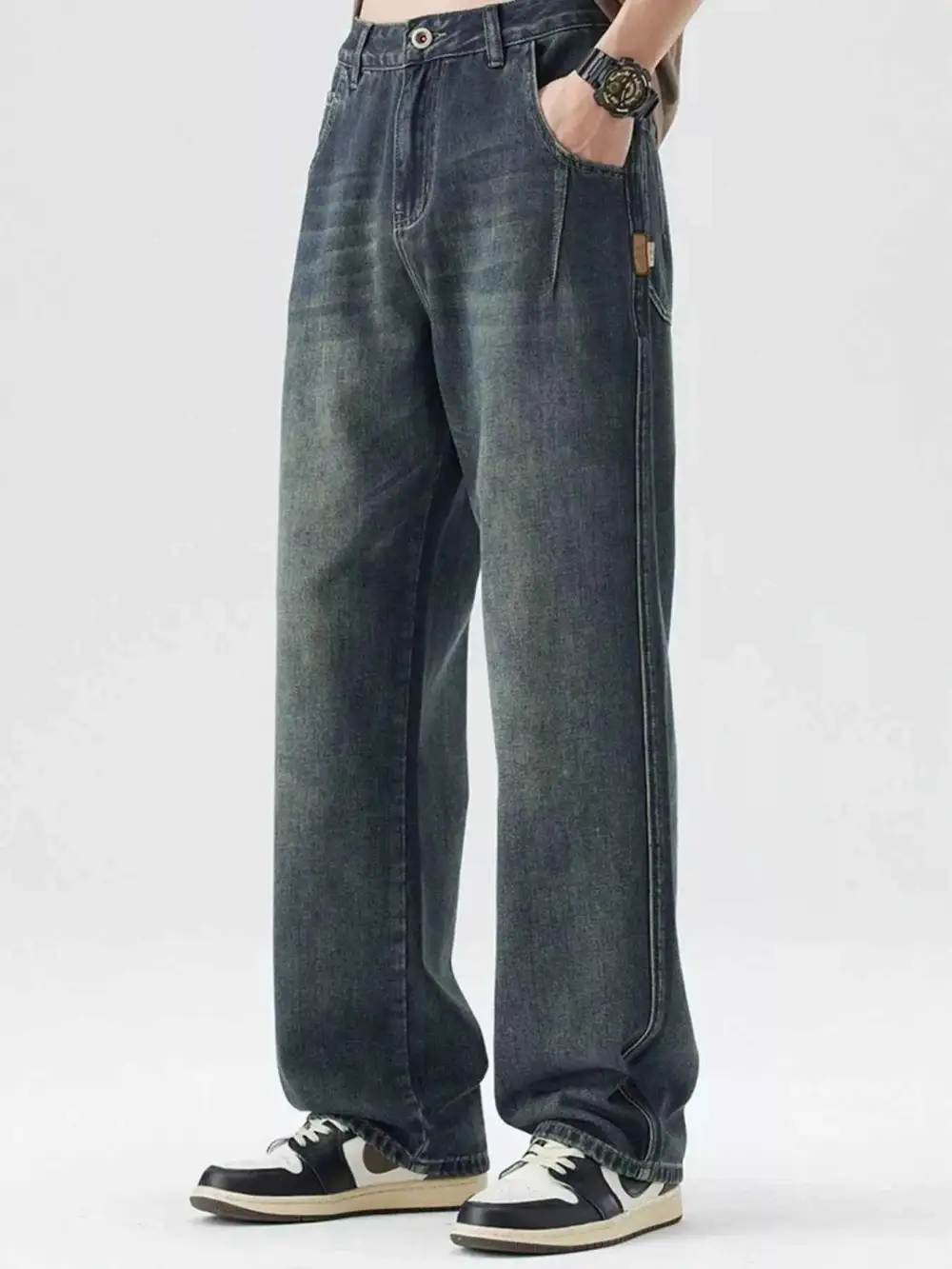 Casual Washed Wide Leg Relaxed Fit Jeans