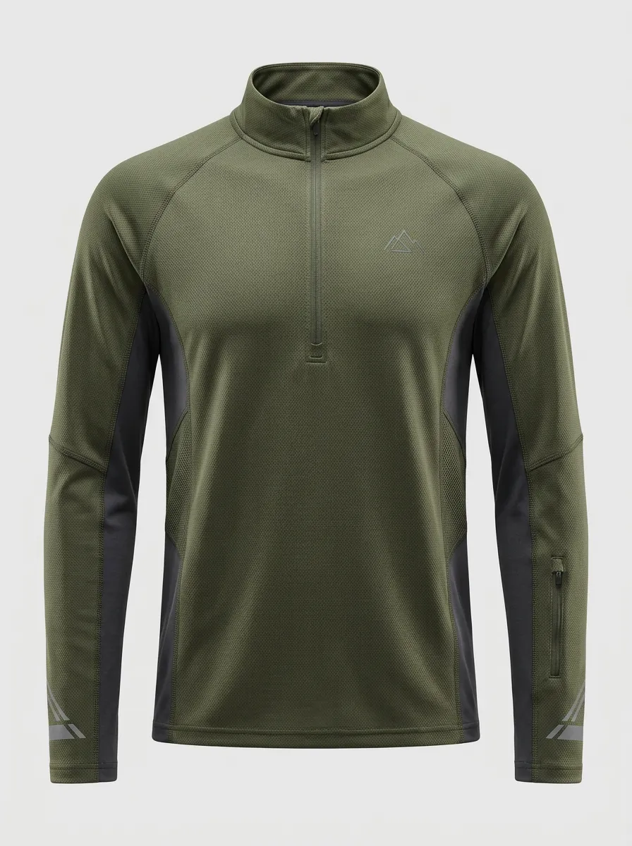 Men's Outdoor Hiking Mountain Logo Printed Quarter Zip Shirt