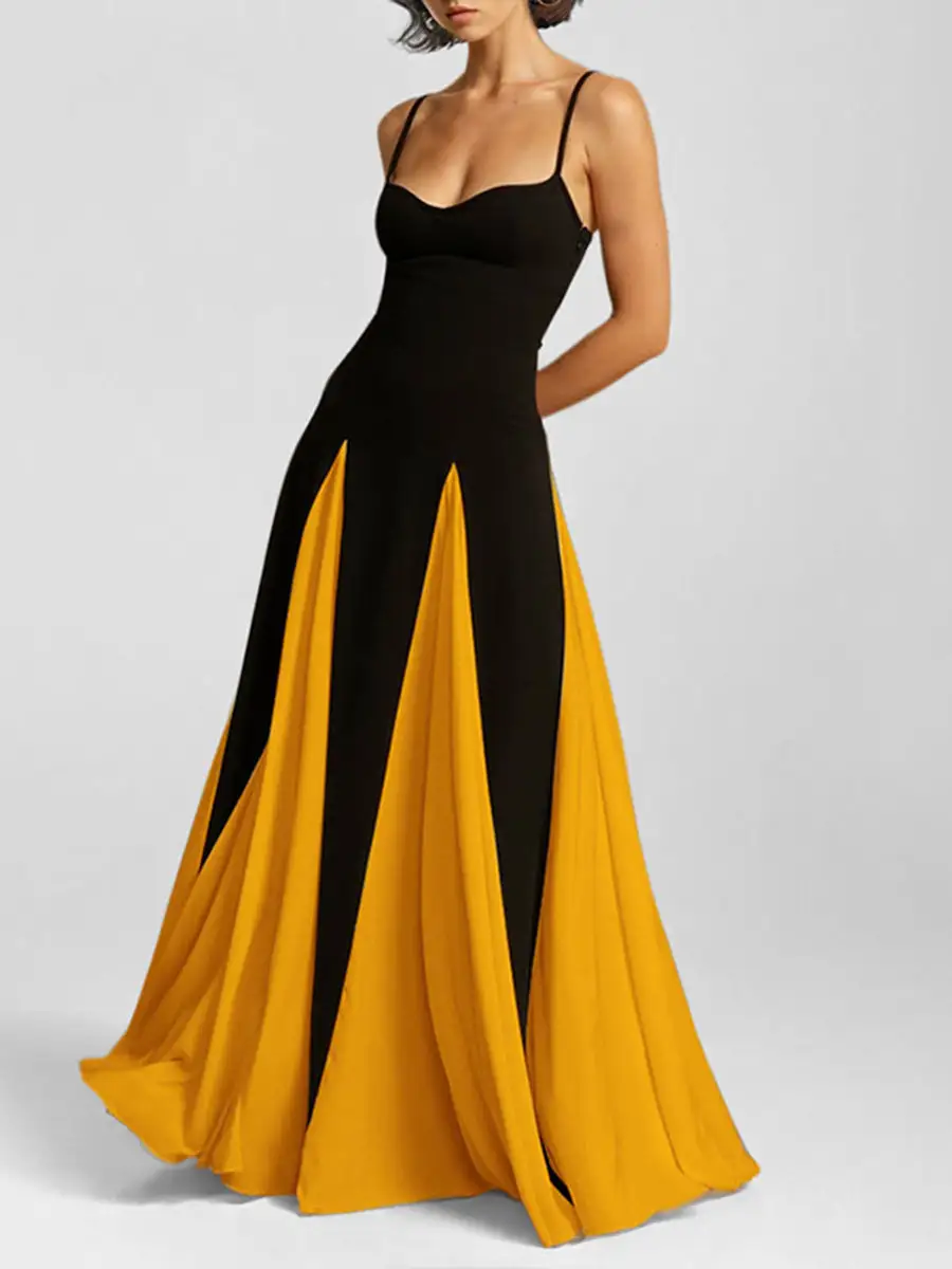 High Waisted Neck Maxi Dress
