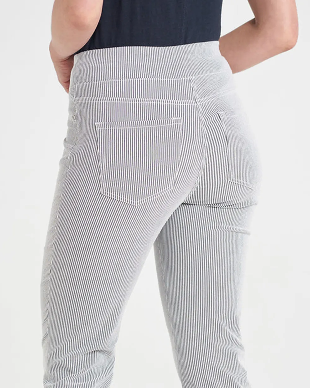 Striped Ankle Length Stretch Pants