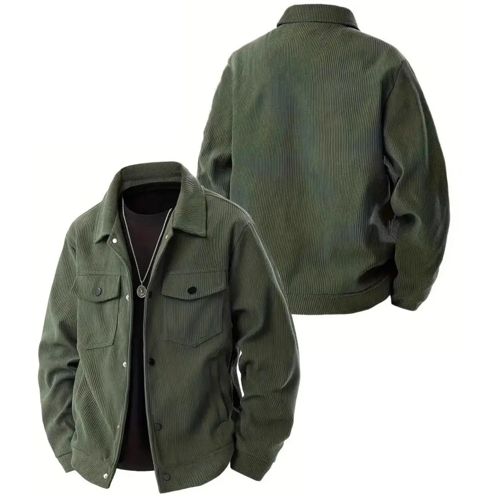 Lapel Corduroy Relaxed Outerwear Coat
