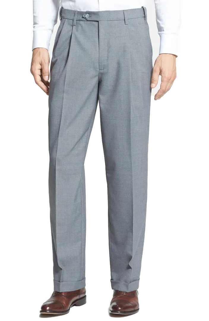 Modern Gabardine Tropical Weave Flannel Flat Front Pleated Front Trousers