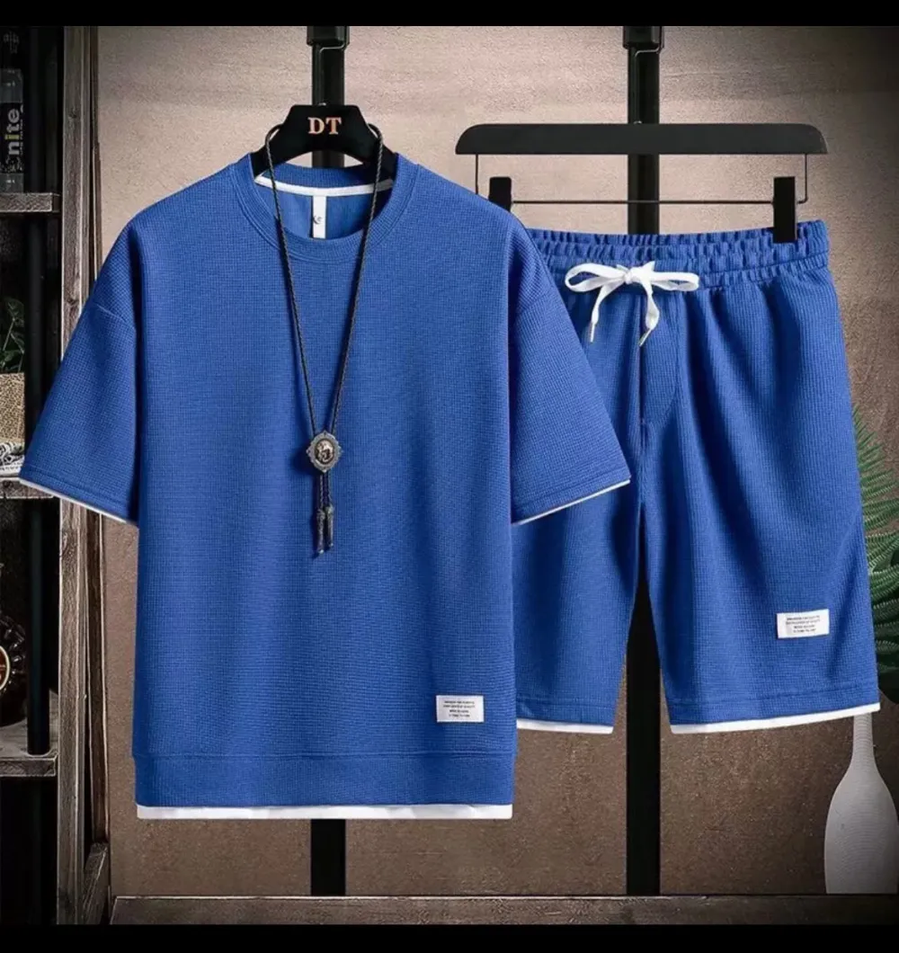Men's Short-Sleeve T-Shirt & Drawstring Short Set Tank Top & Short 2-Piece Set