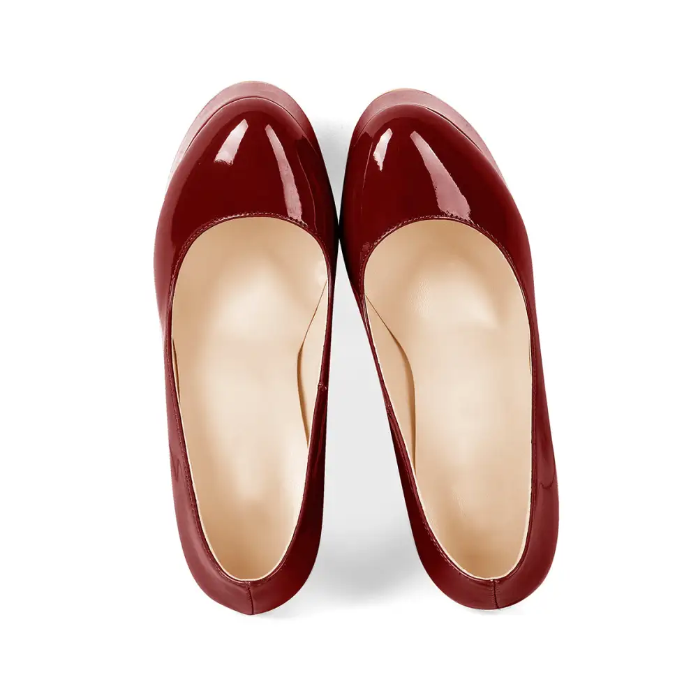 Round Toe Platform Chunky Heel Pumps