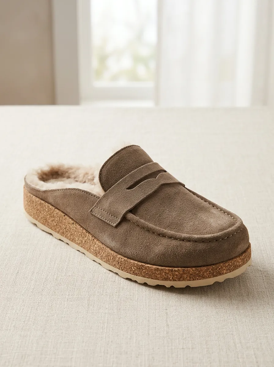 Women's Utility Clog Style Casual Suede Wood Sole Loafers