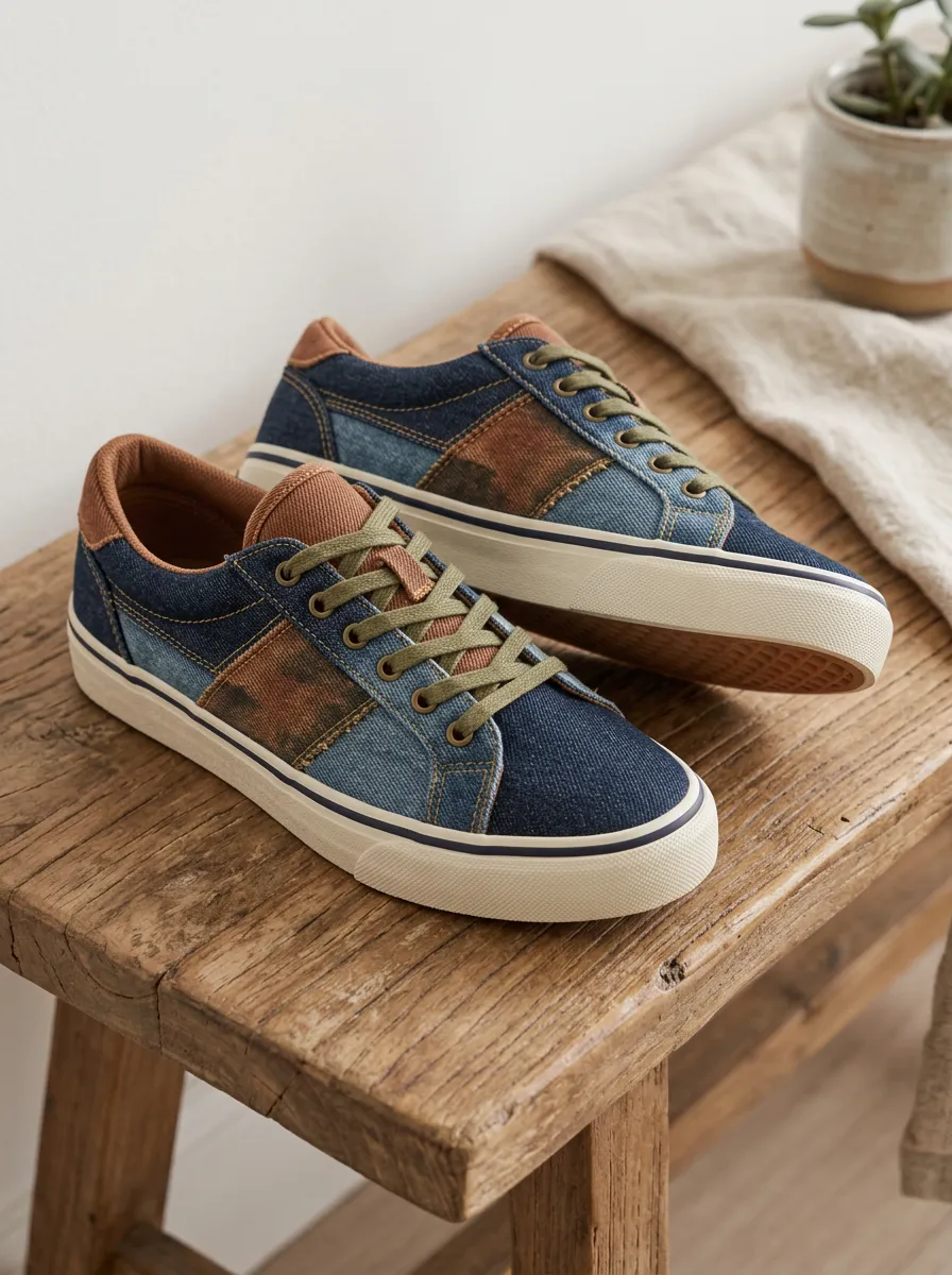 Women's Patchwork Denim Statement Skate Shoes