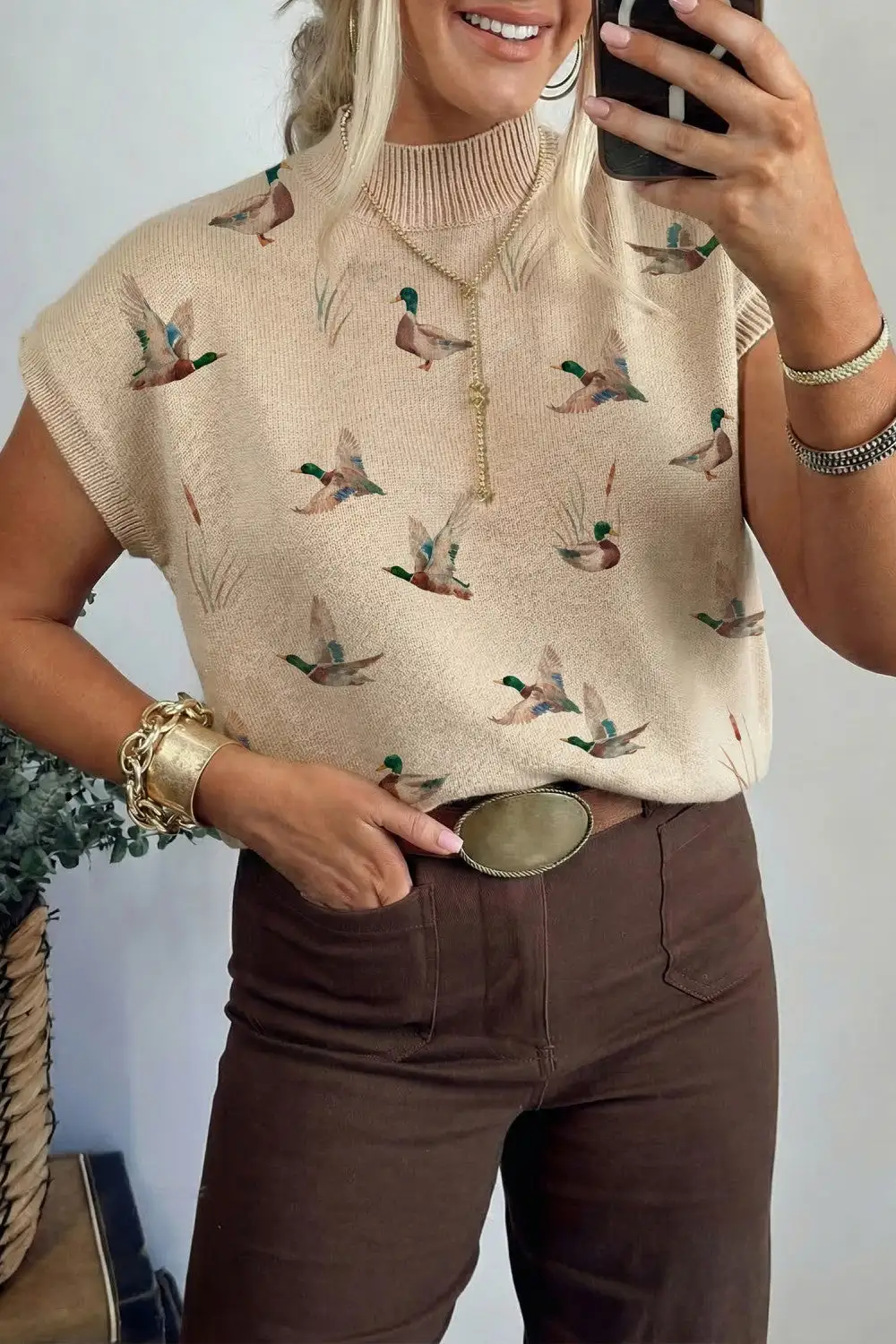 Mallard High Neck Sleeve Blouse