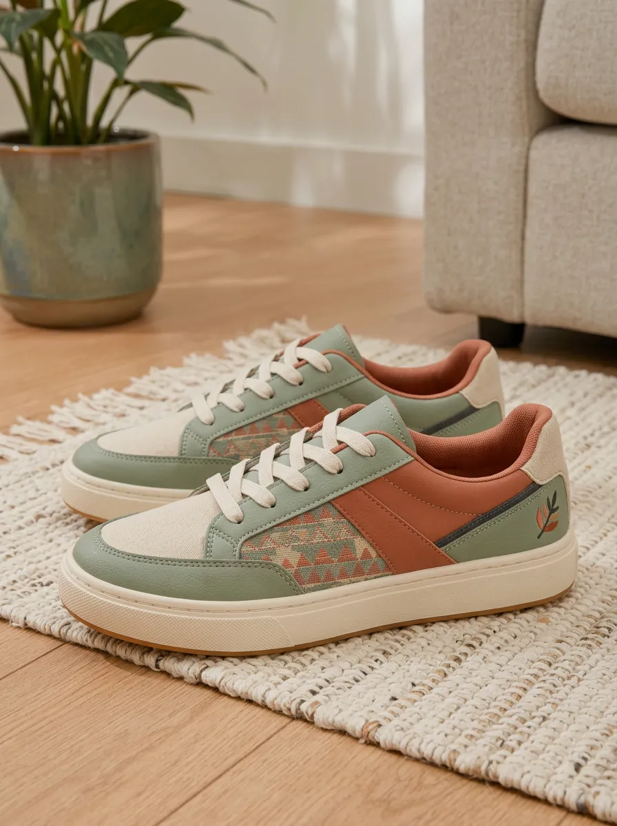 Women's Boho Geometric Leaf Printed Sneakers