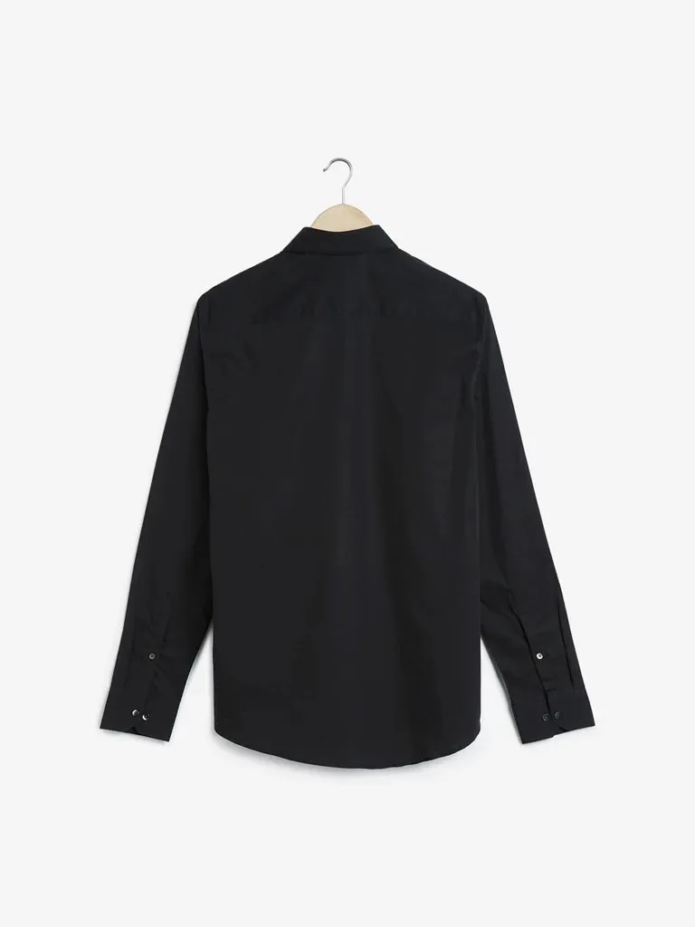 Man's Formals Black Cotton-Blend Ultra Loose Shirt
