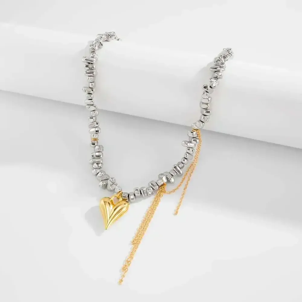 Pleated Heart Necklace