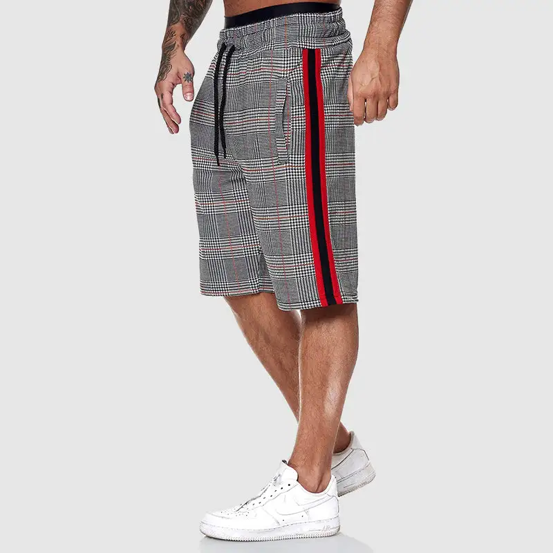 Men's Checked Pattern Relaxed Fit Streetwear Shorts
