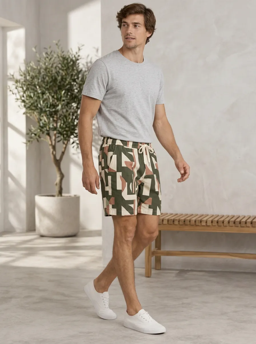 Men's Refined Geometric Abstract Printed Shorts
