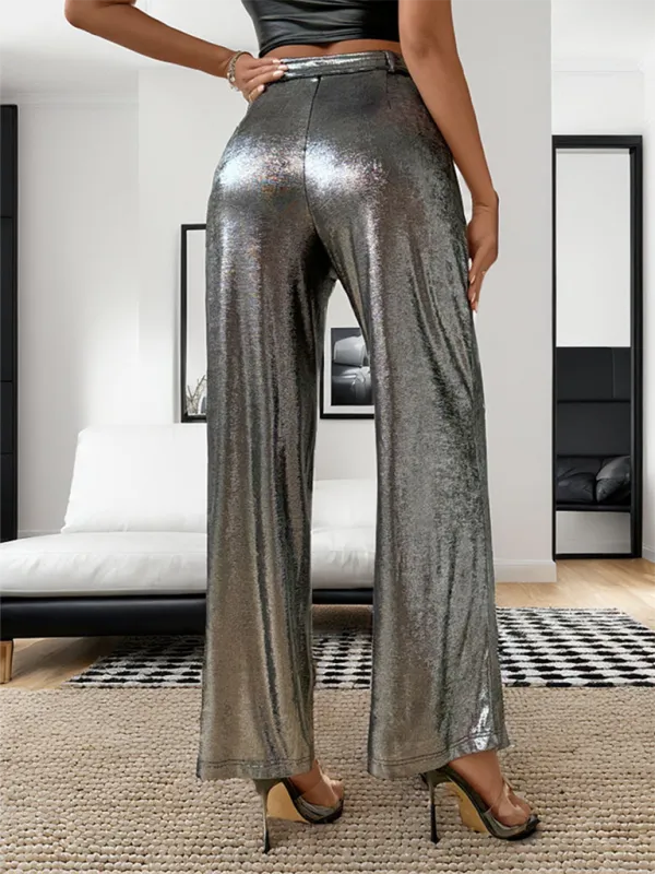 Metallic Straight Pants