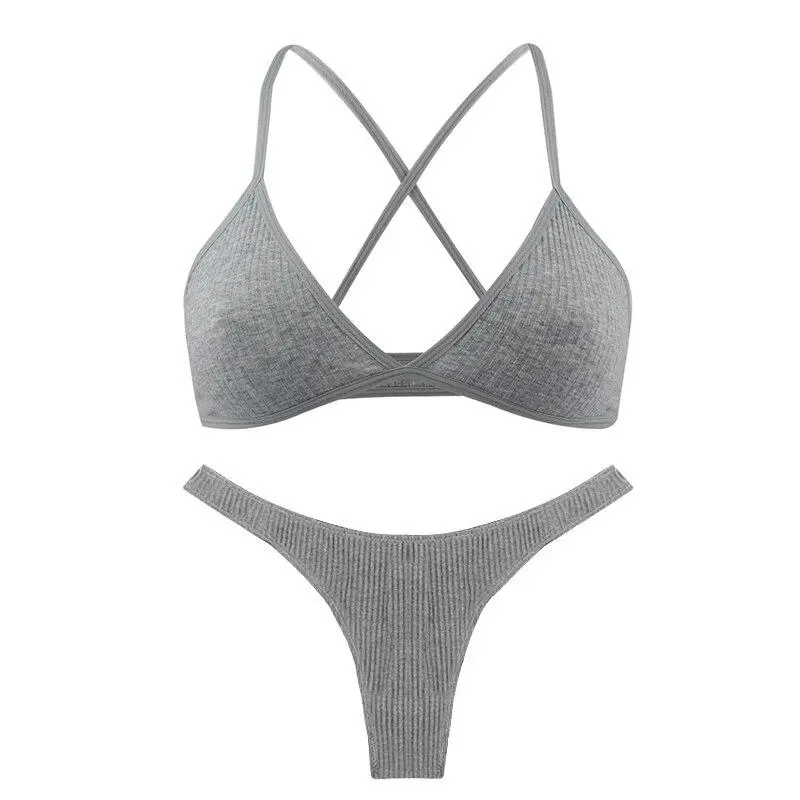 Cross-Back Cotton Lingerie Set