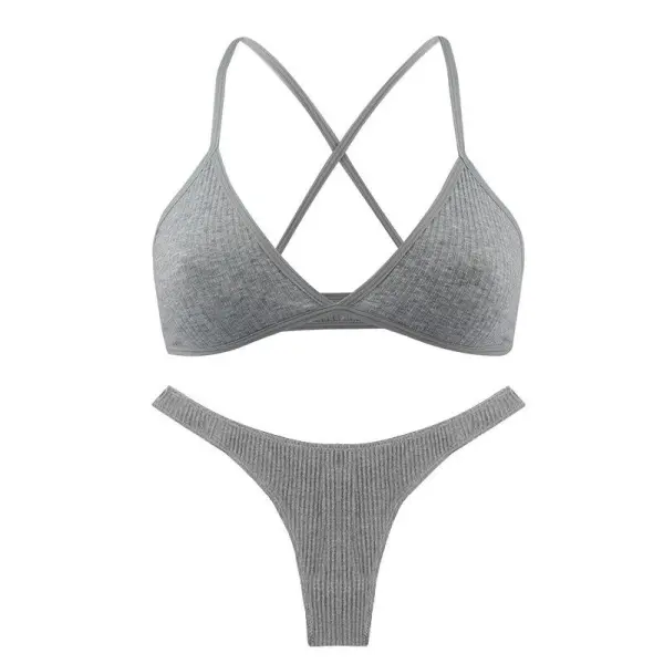 Cross-Back Cotton Lingerie Set