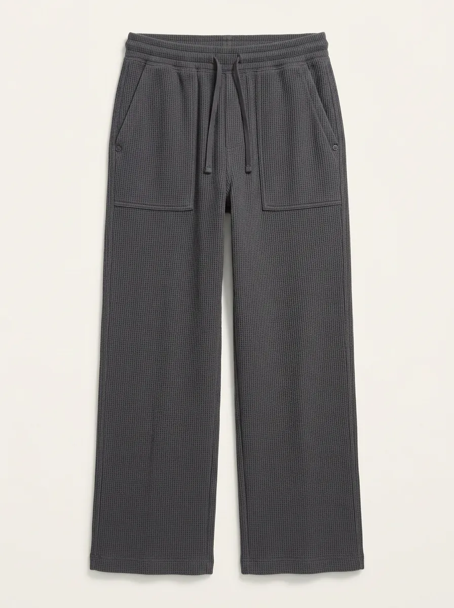 Unisex Casual Charcoal Waffle Knit Drawstring Lounge Pants for Casual Wear