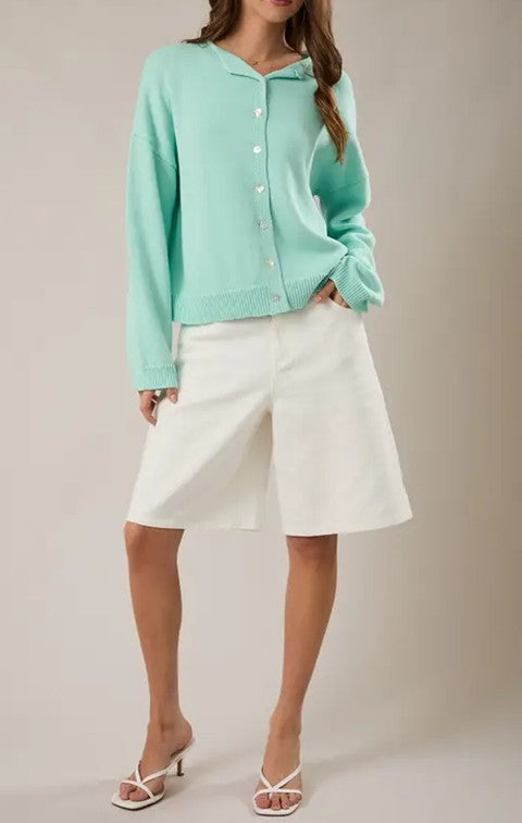 Mint Green Button Front Cardigan