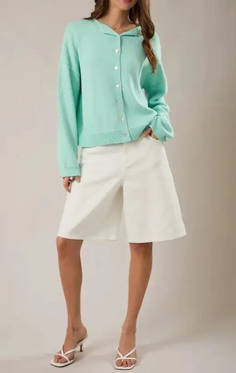 Mint Green Button Front Cardigan