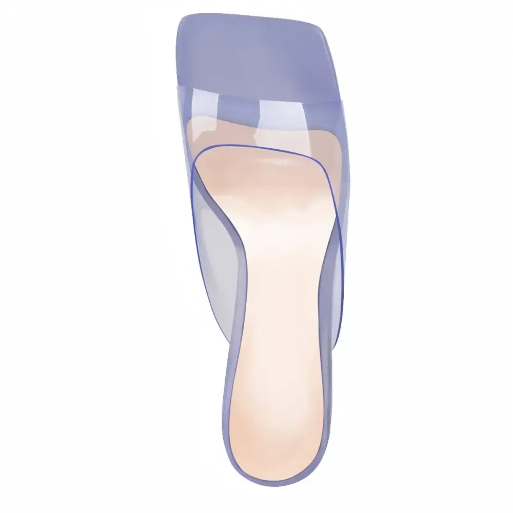 Transparent Chunky Heel Square Toe Mule Sandals