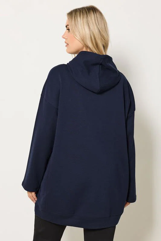Navy Blue Seam Detail Hoodie detail 2