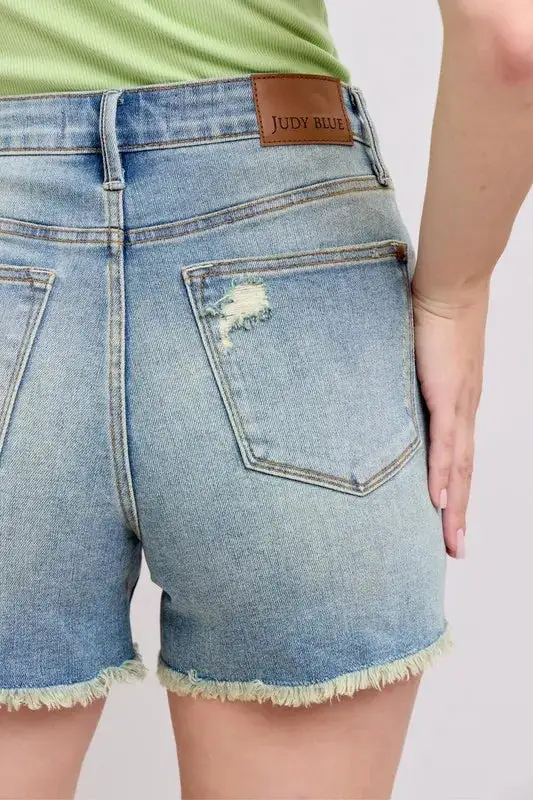 Draped Denim Shorts