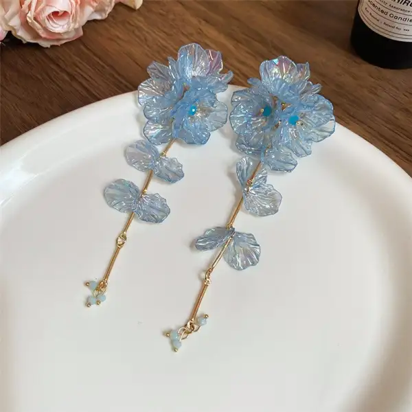 Floral Fringe Acrylic Drop Earrings