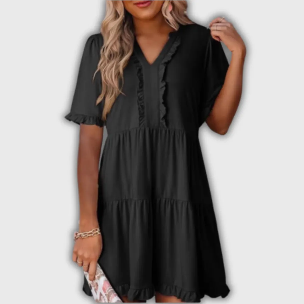 V-Neck Flowing Relaxed Mini Dress