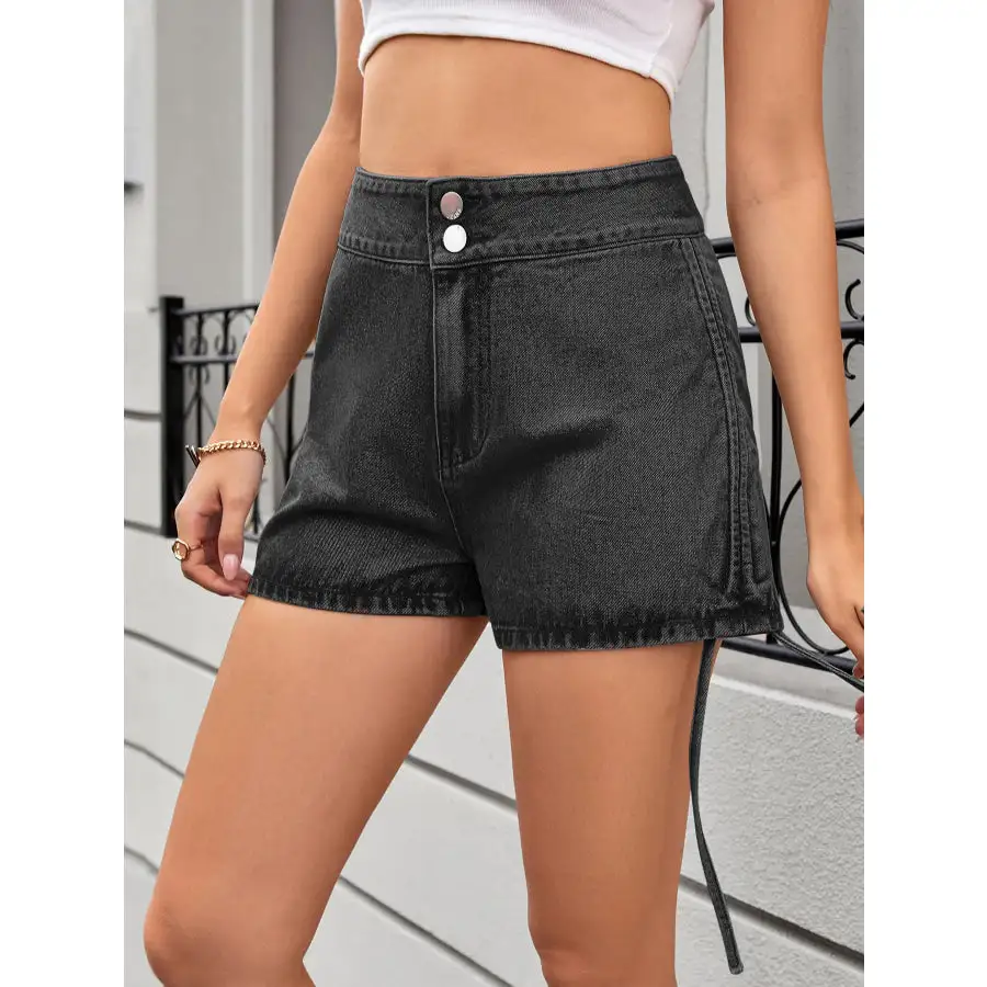 Everyday Drawstring Pocketed Denim Shorts