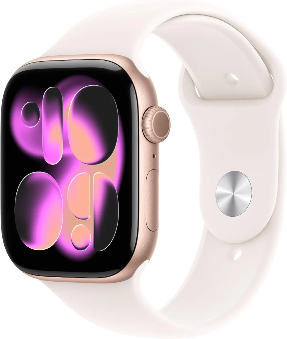 Apple Watch Series 11 [GPS 42mm] Smartwatch with Jet Black Aluminum Case with Black Sport Band - S/M. Sleep Score, Fitness Tracker, Health Monitoring, Always-On Display, Water Resistant