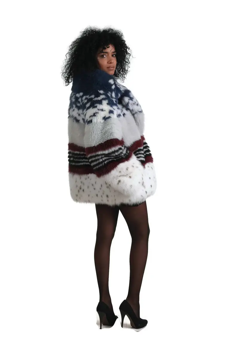 Multicolored Fox Fur coat