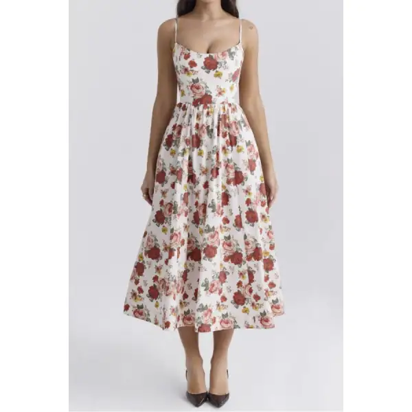 Modern Print Spaghetti Strap Midi Dress