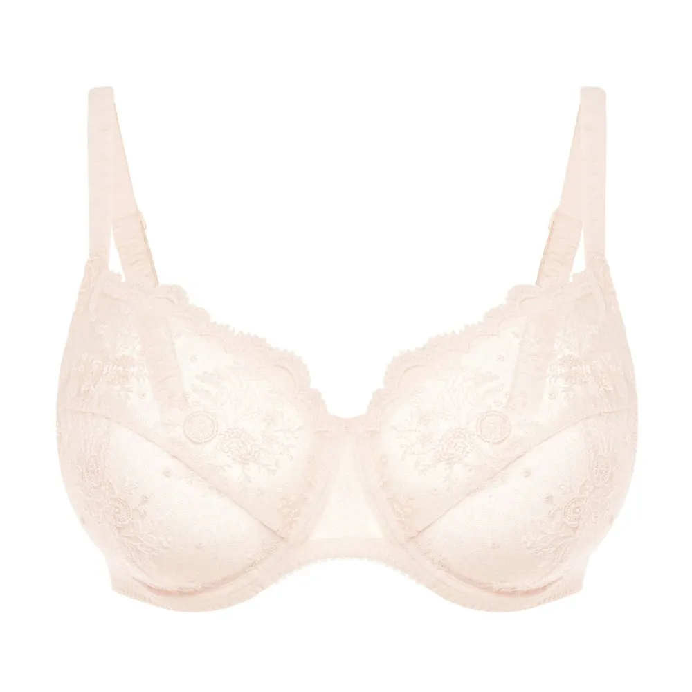Women's Full Coverage Underwire Adjustable Straps Floral Lace Embroidery Floral Detail Bra