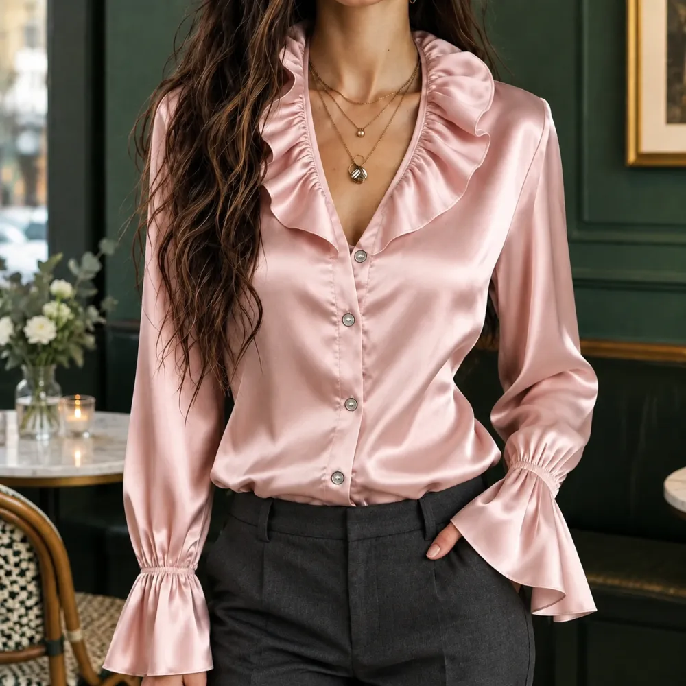 Ruffled Flowing Blouse
