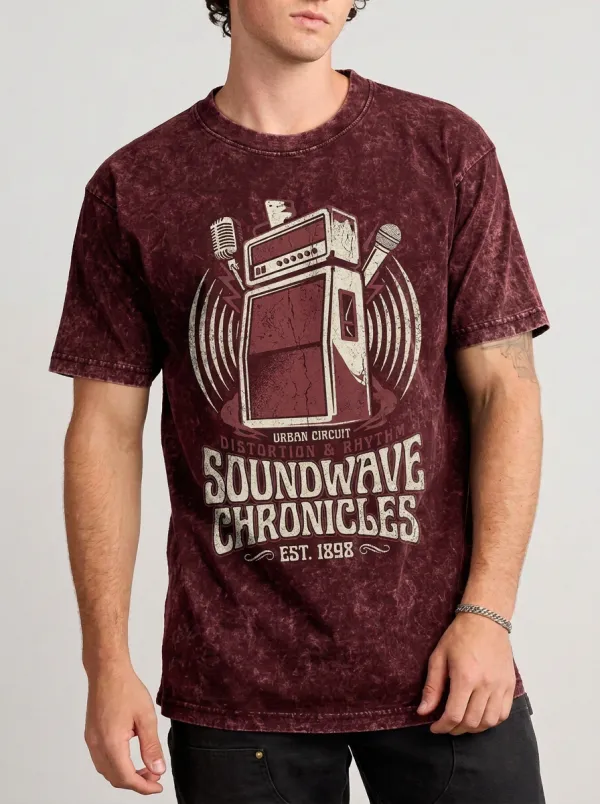 Men's Music Lover Soundwave Chronicles Amplifier Printed T-shirt