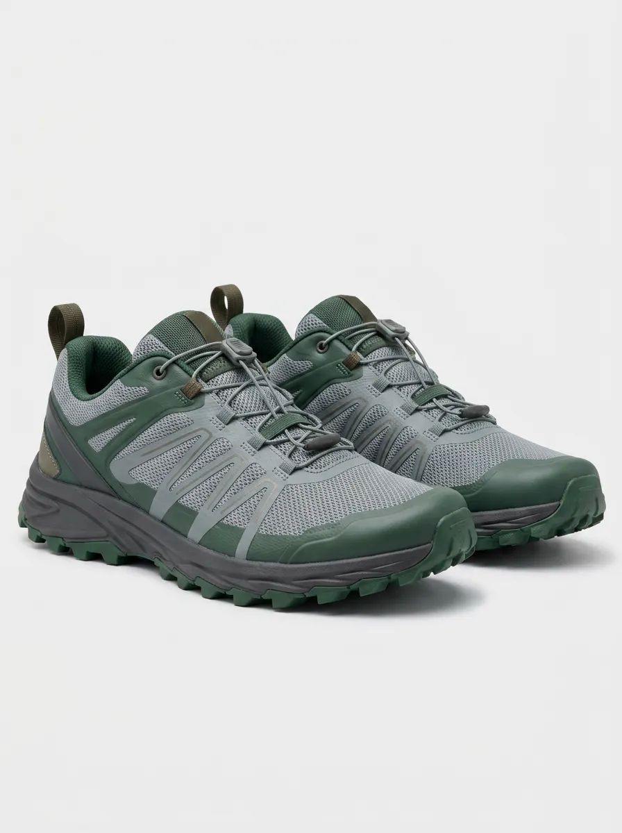 Men's Outdoor Hiking Green Grey Mesh Printed Shoes