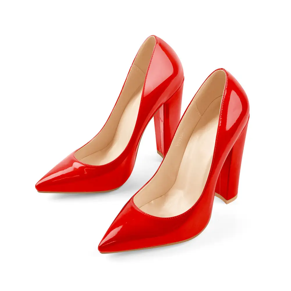 Modern Pointed Toe Chunky Heel Pumps