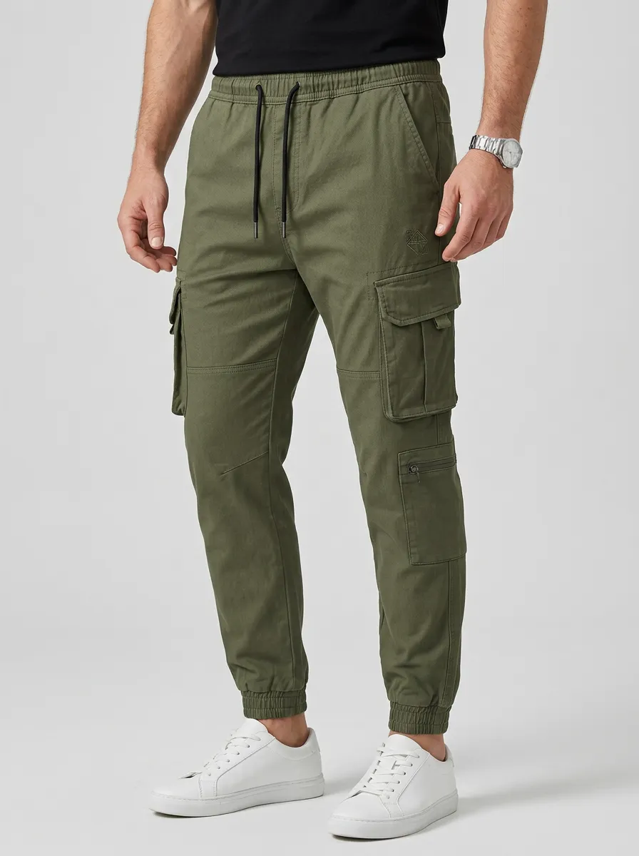 Easy-Wear Graphic Print Shape Men's Cargo Jogger Pants
