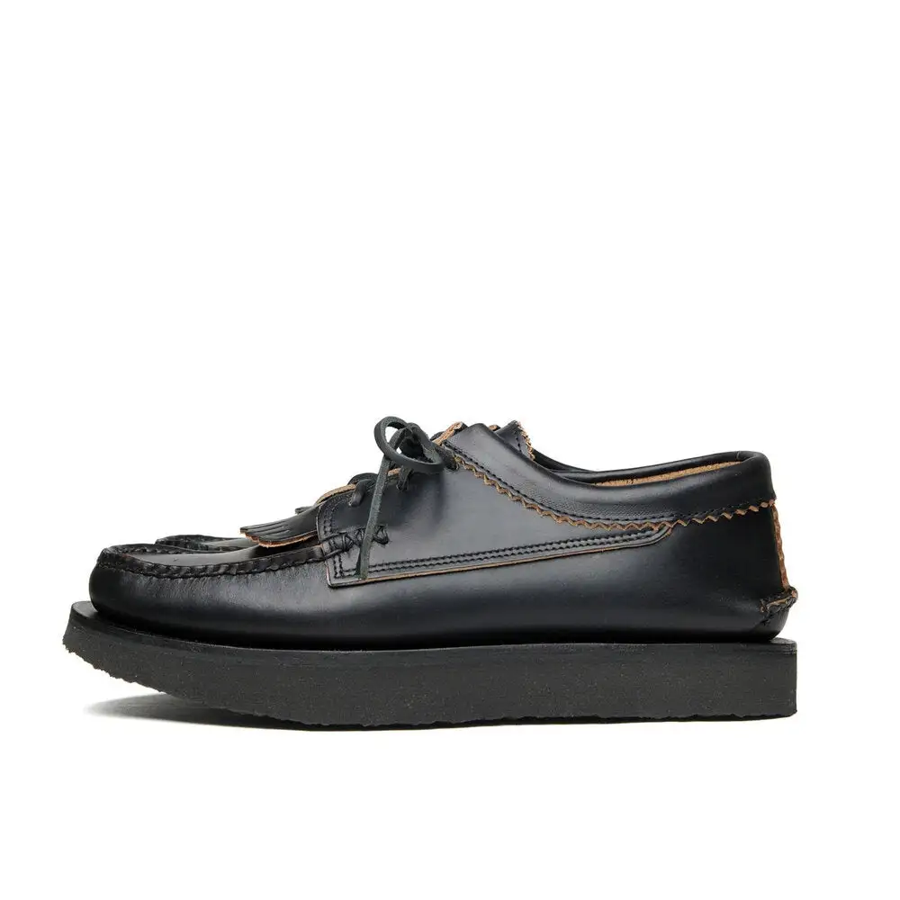 Waxed Leather Kiltie Fringe Men's Casual Boat Shoes