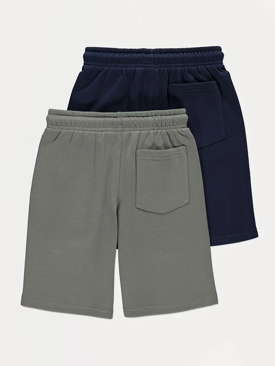 Khaki and Navy Long Jersey Jogger Shorts 2 Pack