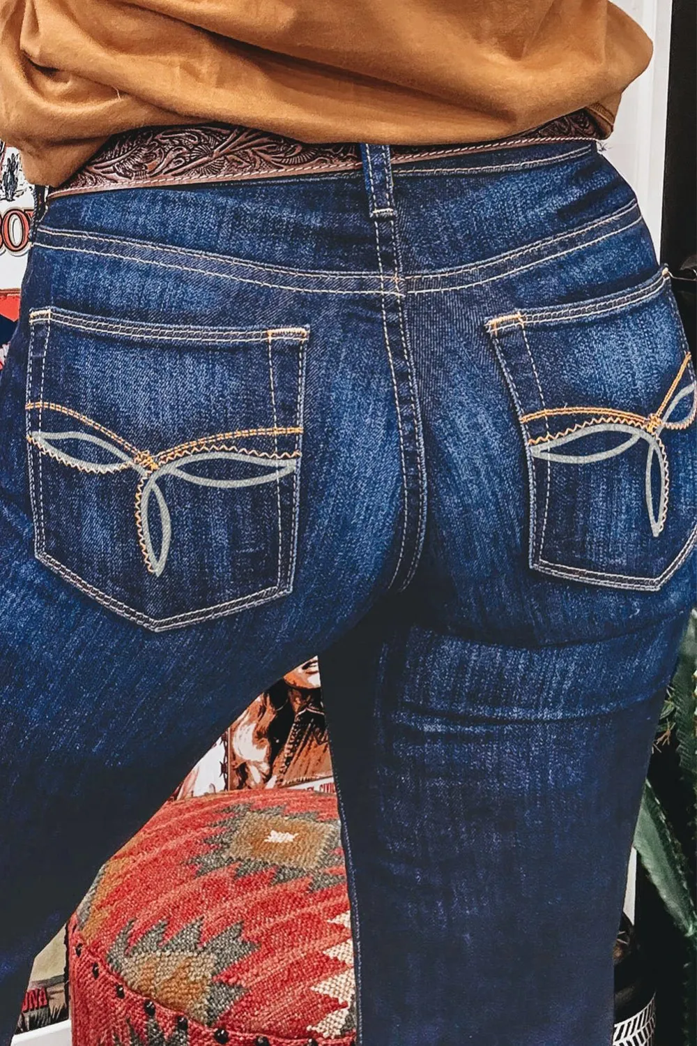 Bootcut Patch Pocket Casual Jeans