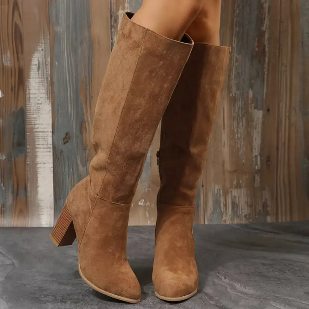 Soft Pointed Toe Block Heel Boots