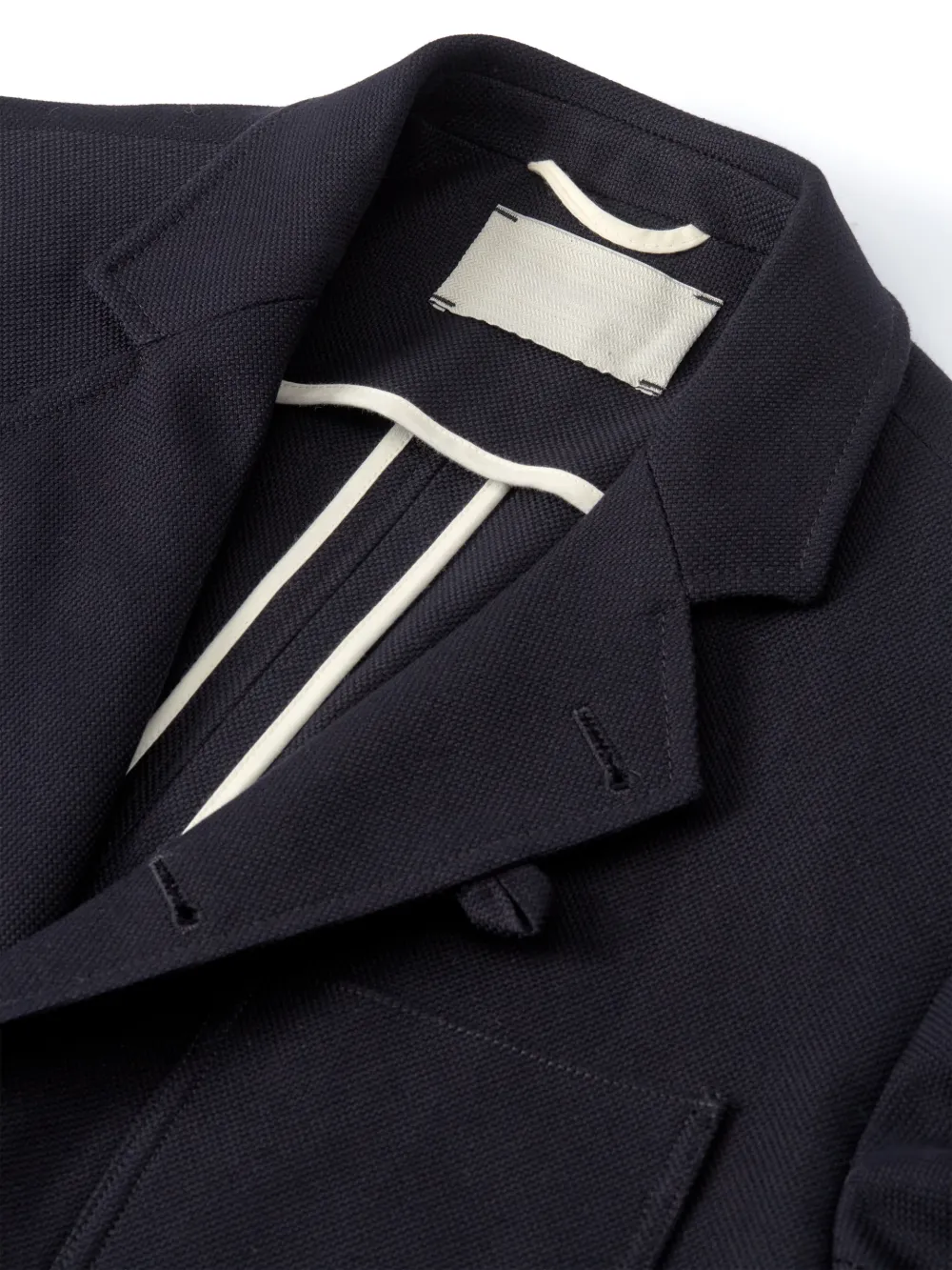 Navy Casual Style Lapel Midweight Cotton Blazer